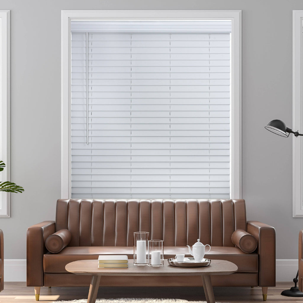 2x22 Cordless Faux Wood Blind White C975