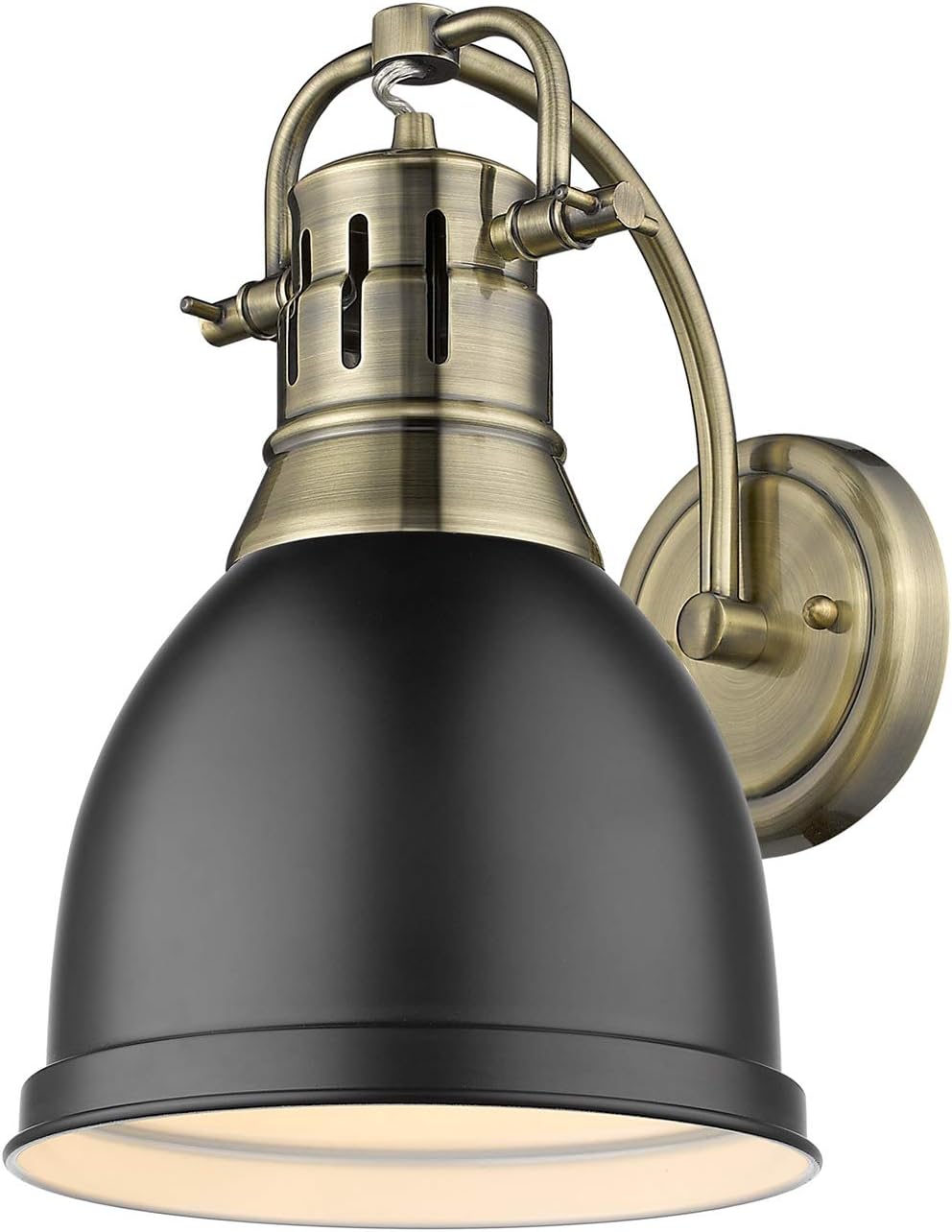 Aged Brass Sconce with Matte Black Shade T1167