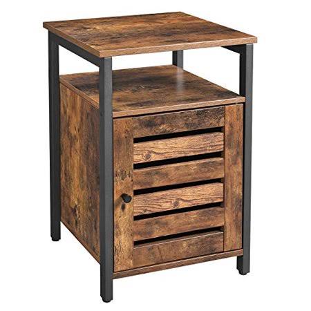 Greige Nightstand End Table with Cabinet and Shelf U550020