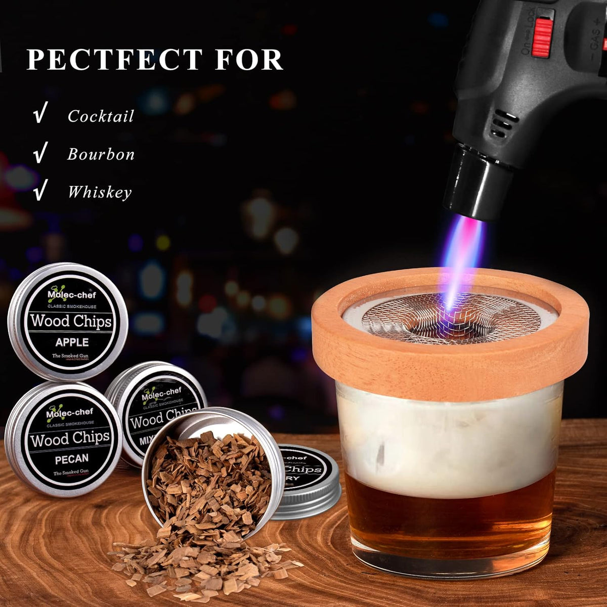 Cocktail Smoker Kit with Torch, 4 Kinds of Wood Chips, Pack of 2 G80440