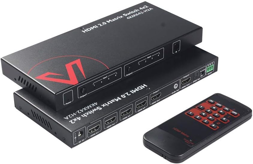 HDMI 2.0 Matrix Switch 4x2 4K@60Hz HDR ARC HDCP 2.2 18Gbps V647