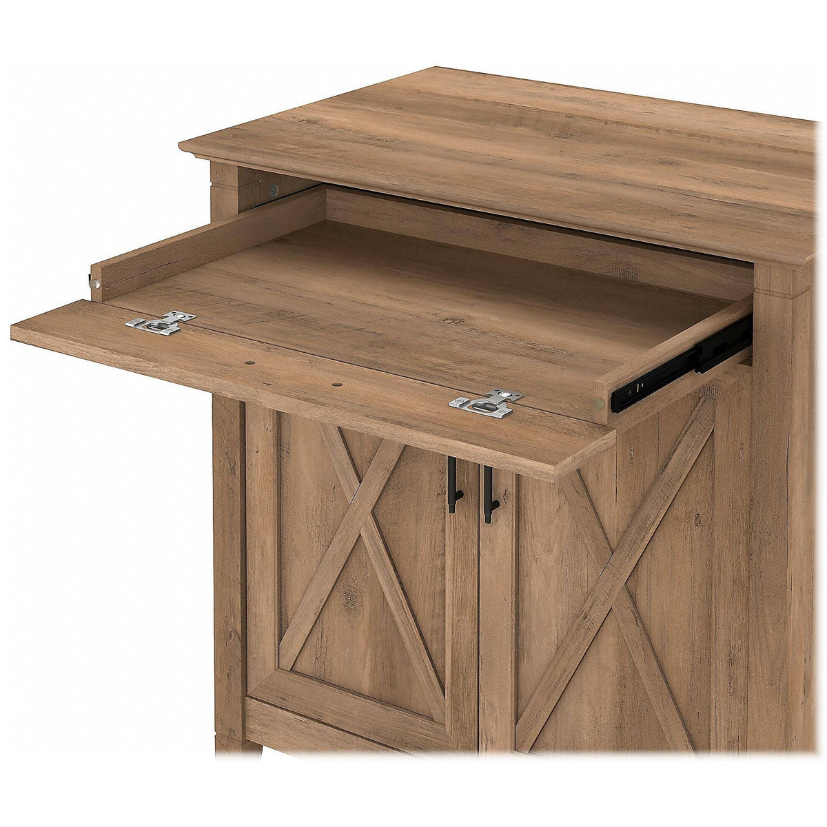 Reclaimed Pine Secretary Desk with Keyboard Tray and Storage Cabinet D43516