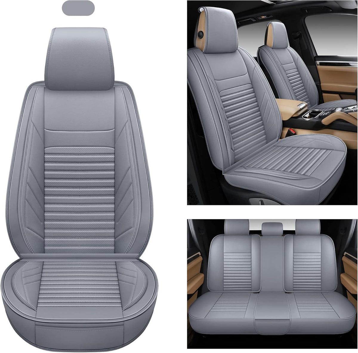 Brown Leatherette Car Seat Covers, Front Pair G92144