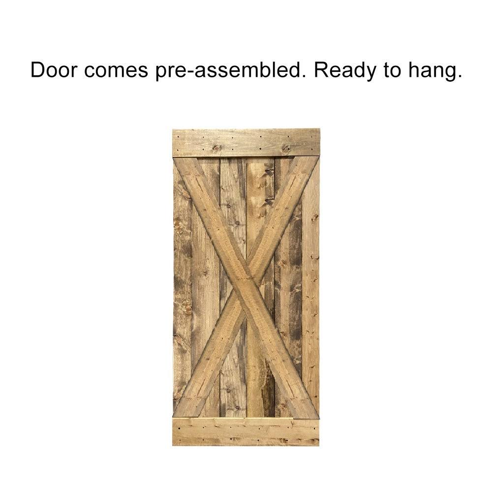 Ocean Blue Stained Wood Interior Sliding Barn Door with Hardware Kit G8572