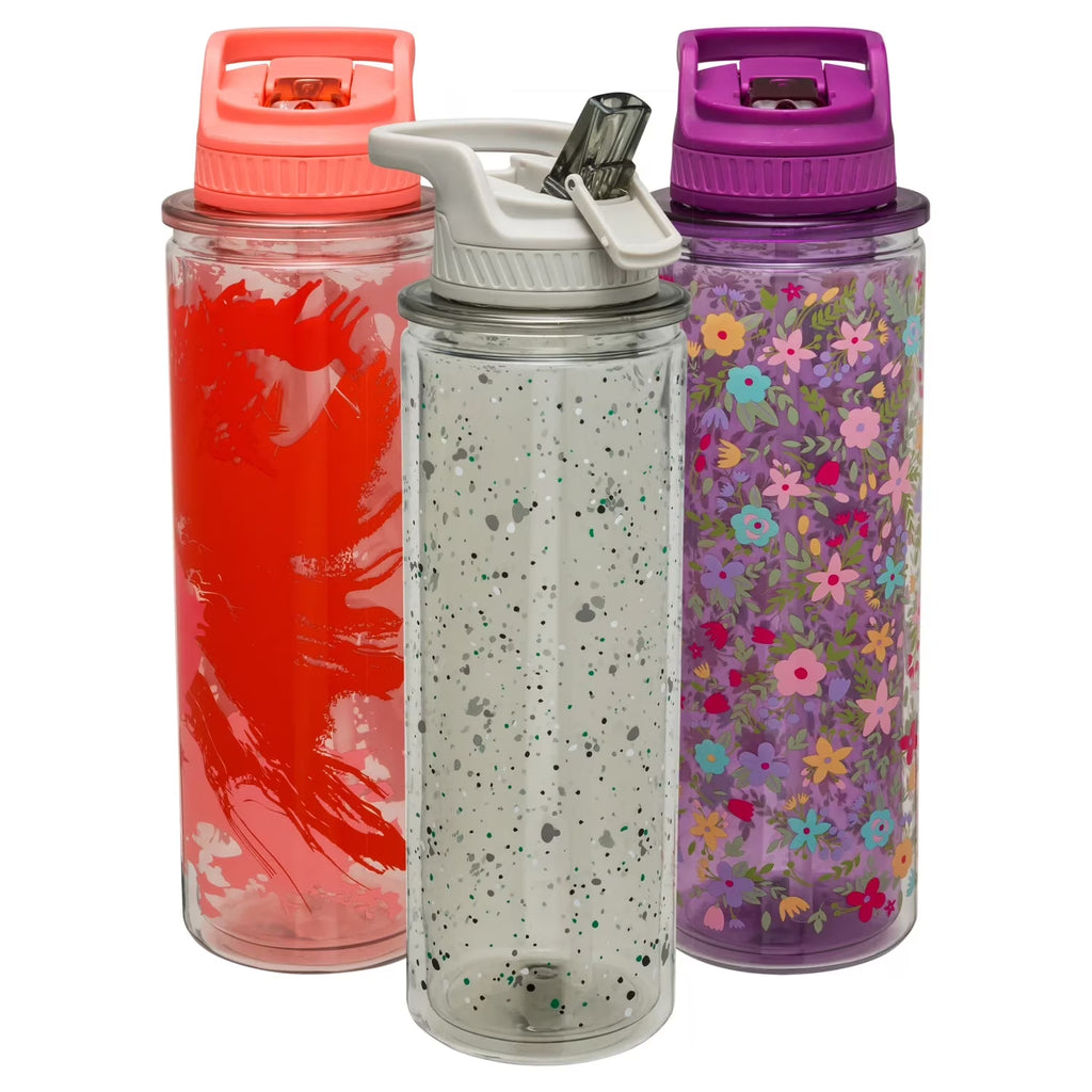 3-Pack 32 oz Double-Wall Insulation Water Bottle with Wide Mouth & Carry Loop L331689