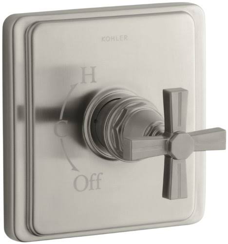 Brushed Nickel Pressure Balancing Valve Trim with Cross Handle K8641