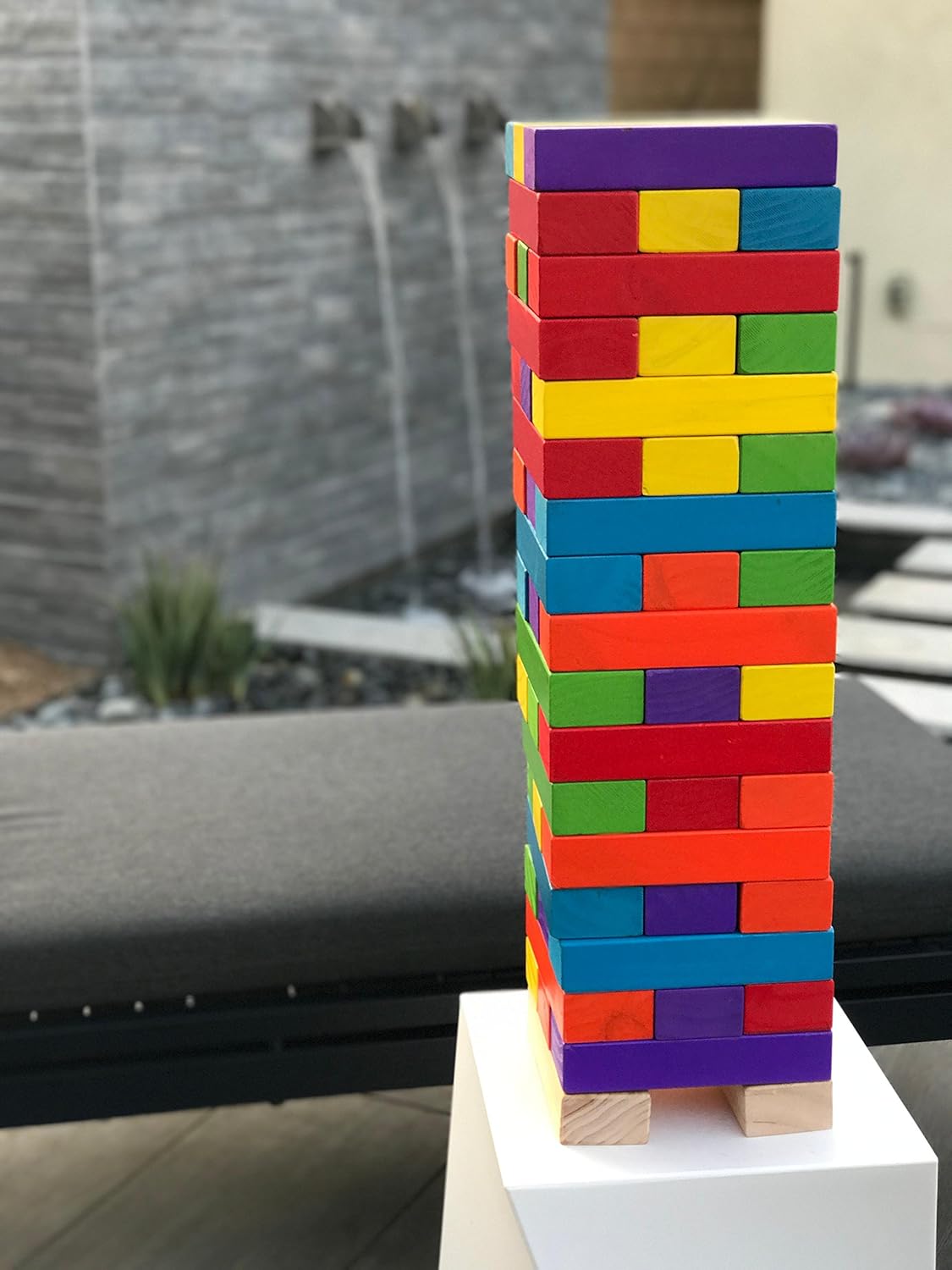Colorful Tumbling Timber Tower with Dice and Carry Bag J94598