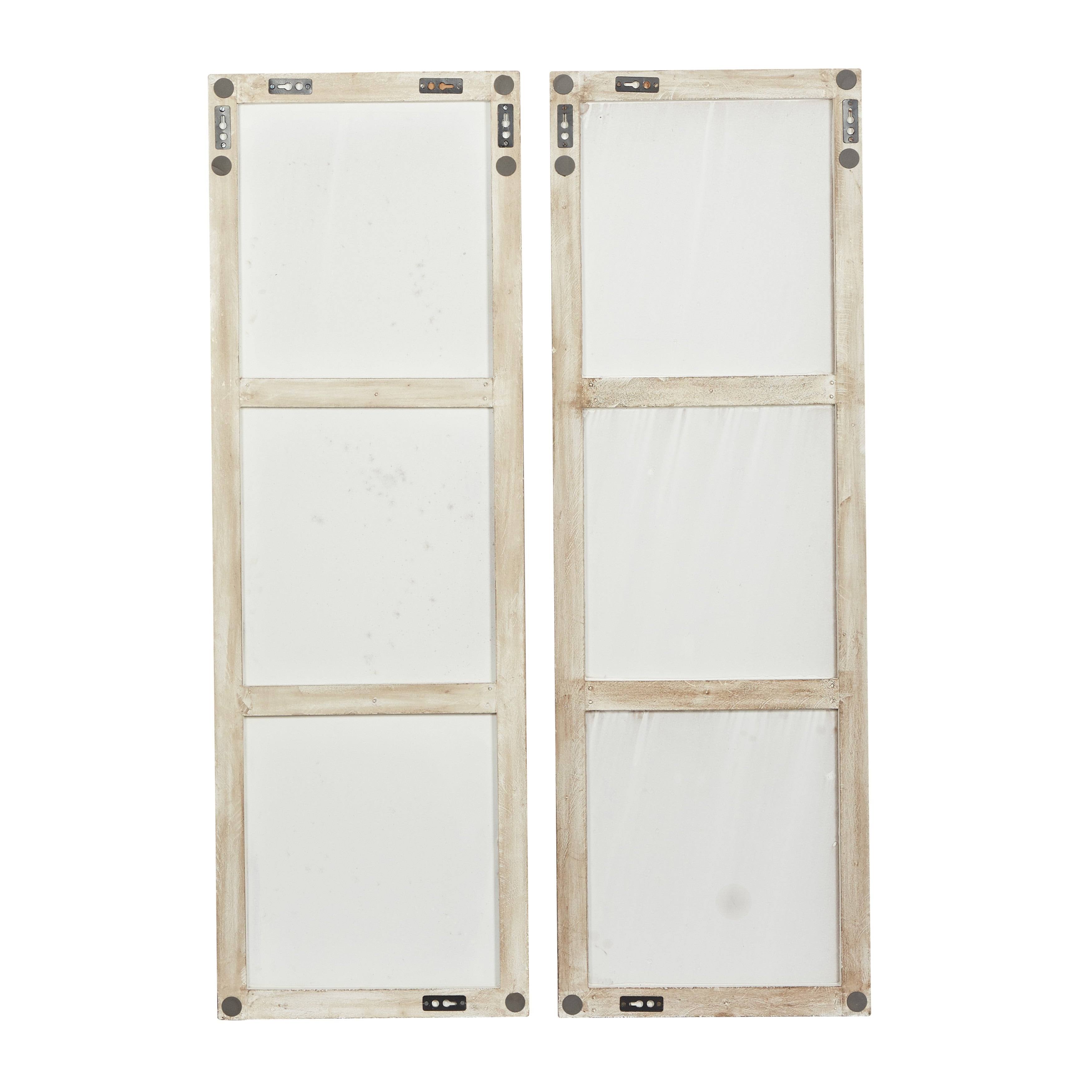 Rectangular White and Beige Wood Wall Decor 16 in. x 48 in. Z420376