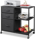 Black 3 Drawer Mobile File Cabinet with Open Storage Shelf E3101