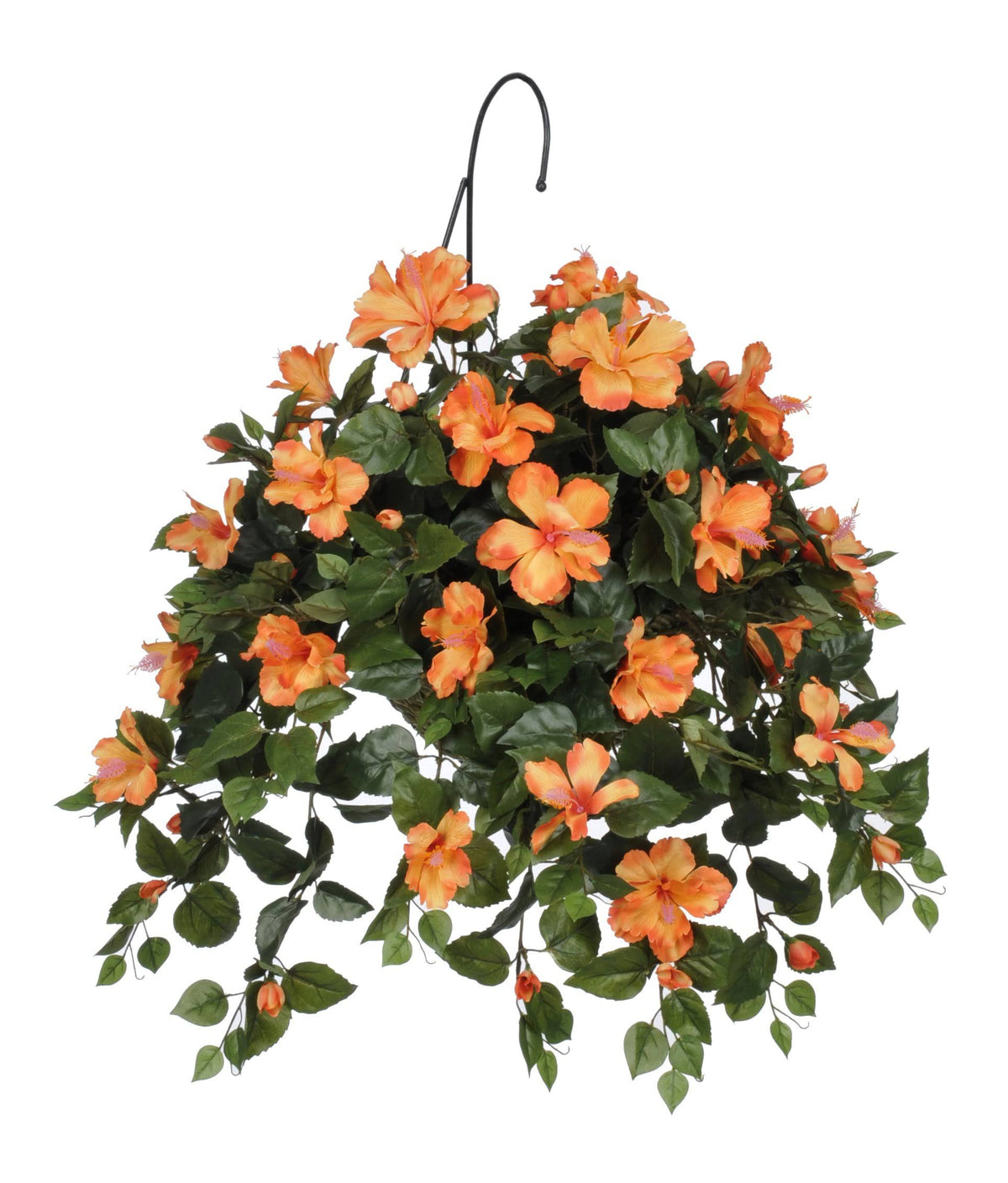 Artificial Hibiscus Hanging Basket Sunset Orange Z612107