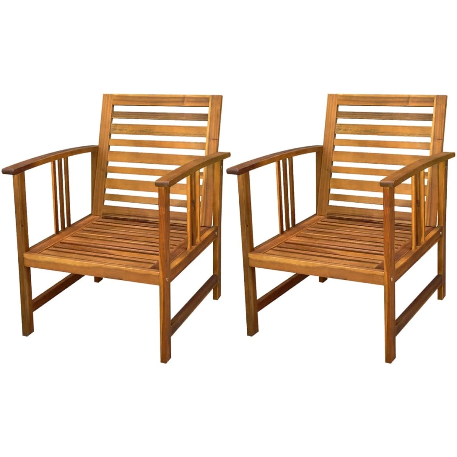 4 Piece Acacia Wood Patio Lounge Set with White Cushions I813