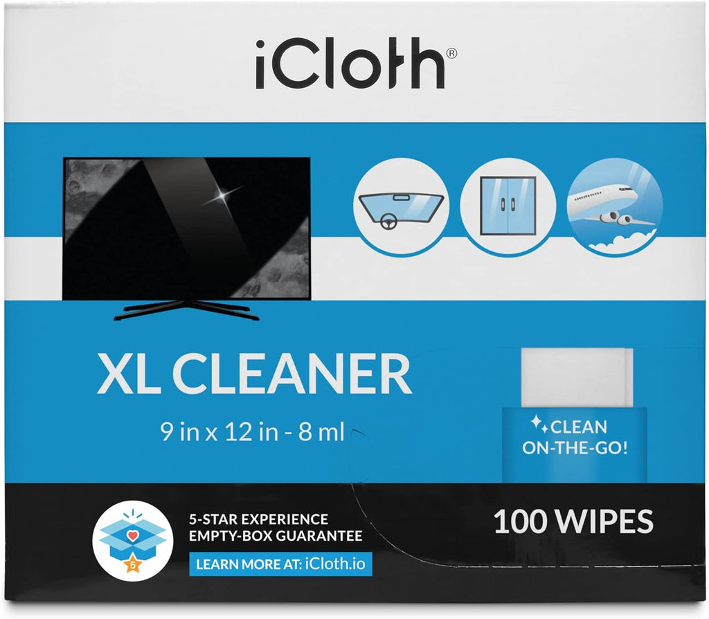 Screen Cleaning Wipes, 100 Wipes, Extra Large, Individually Wrapped, Pack of 2 H218