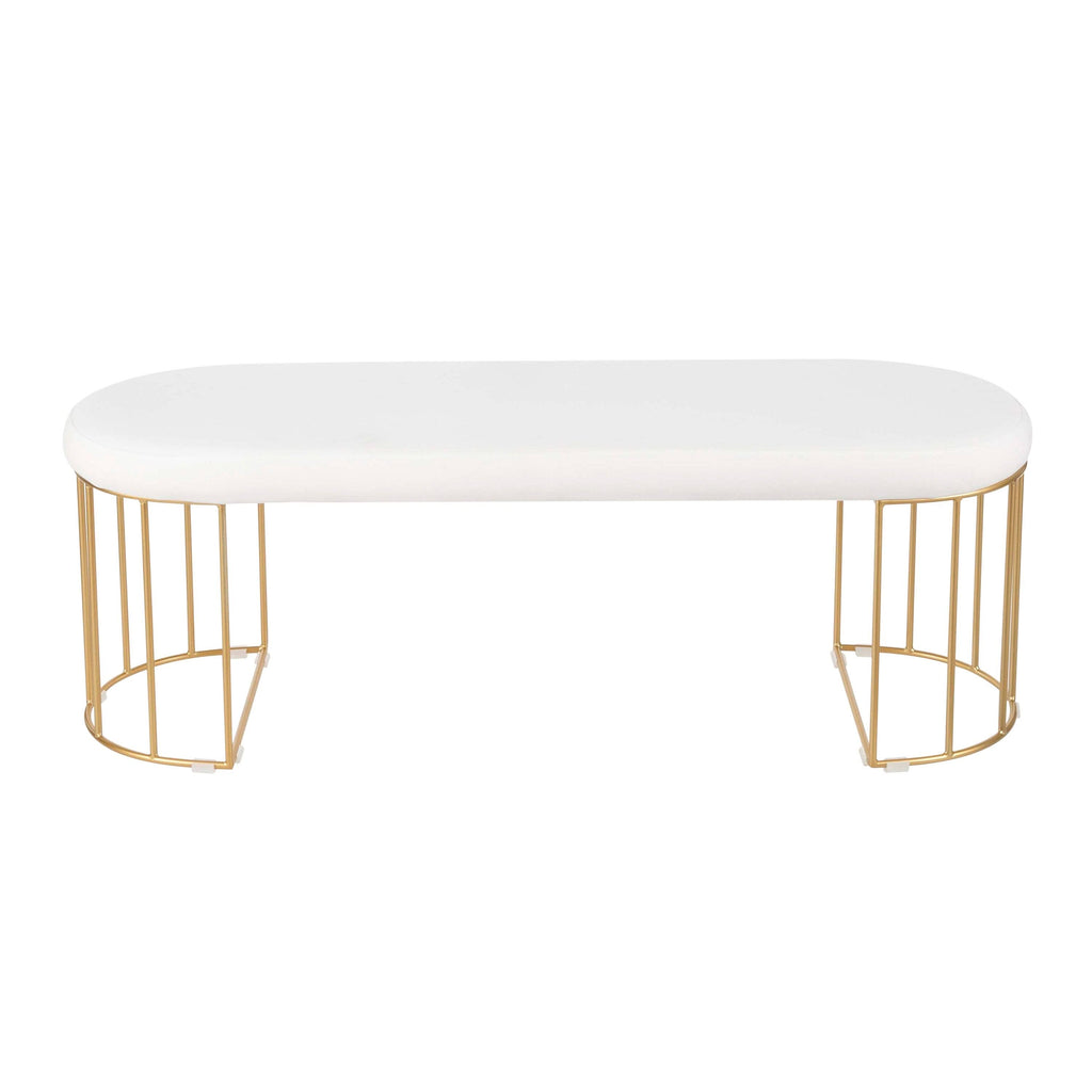 Gold and Green Velvet Dining Bench S355