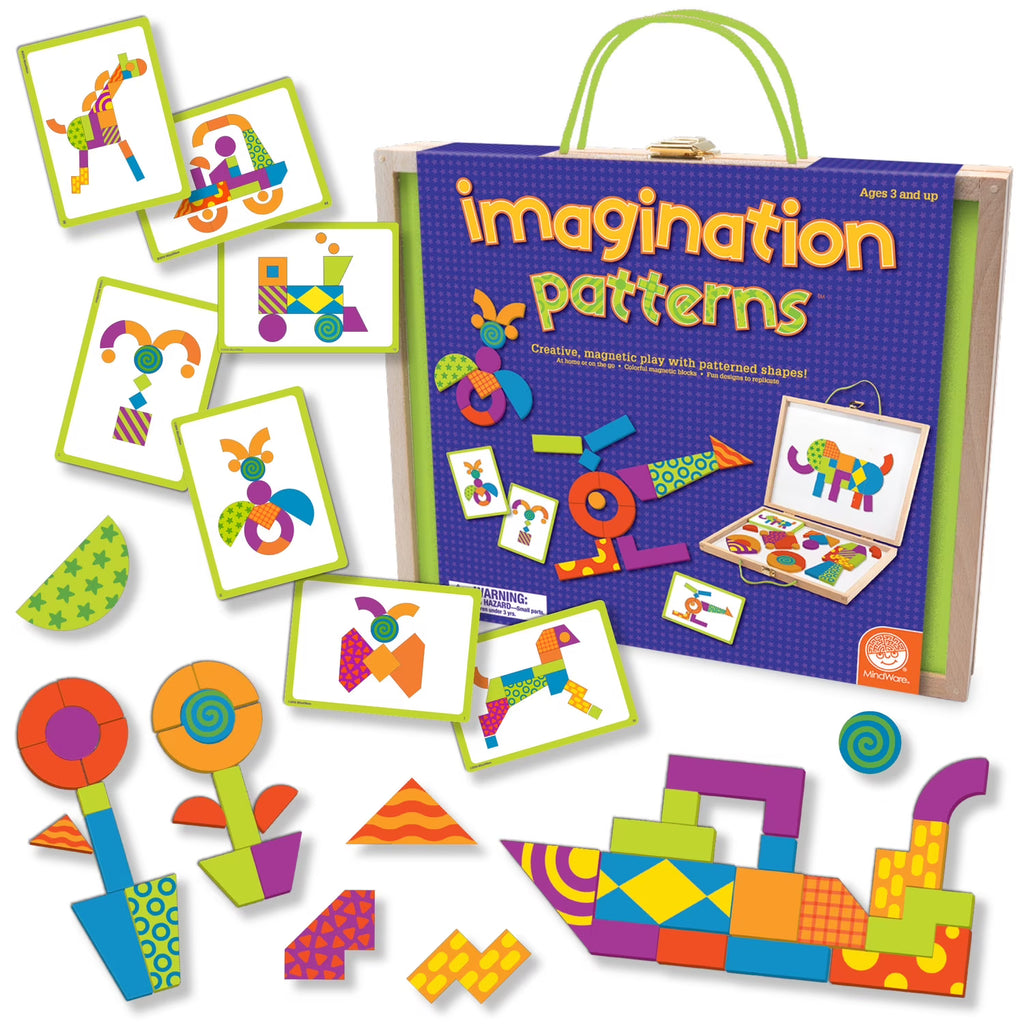 42 Brightly Colored Wooden Magnetic Blocks with 50 Puzzles V529