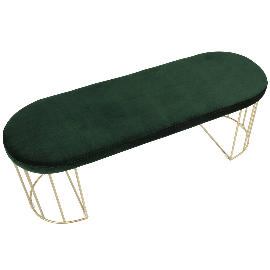 Gold and Green Velvet Dining Bench S355