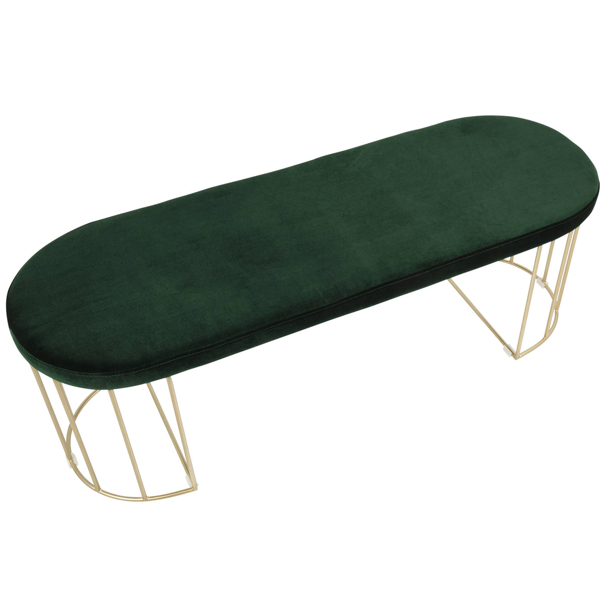 Gold and Green Velvet Dining Bench S355