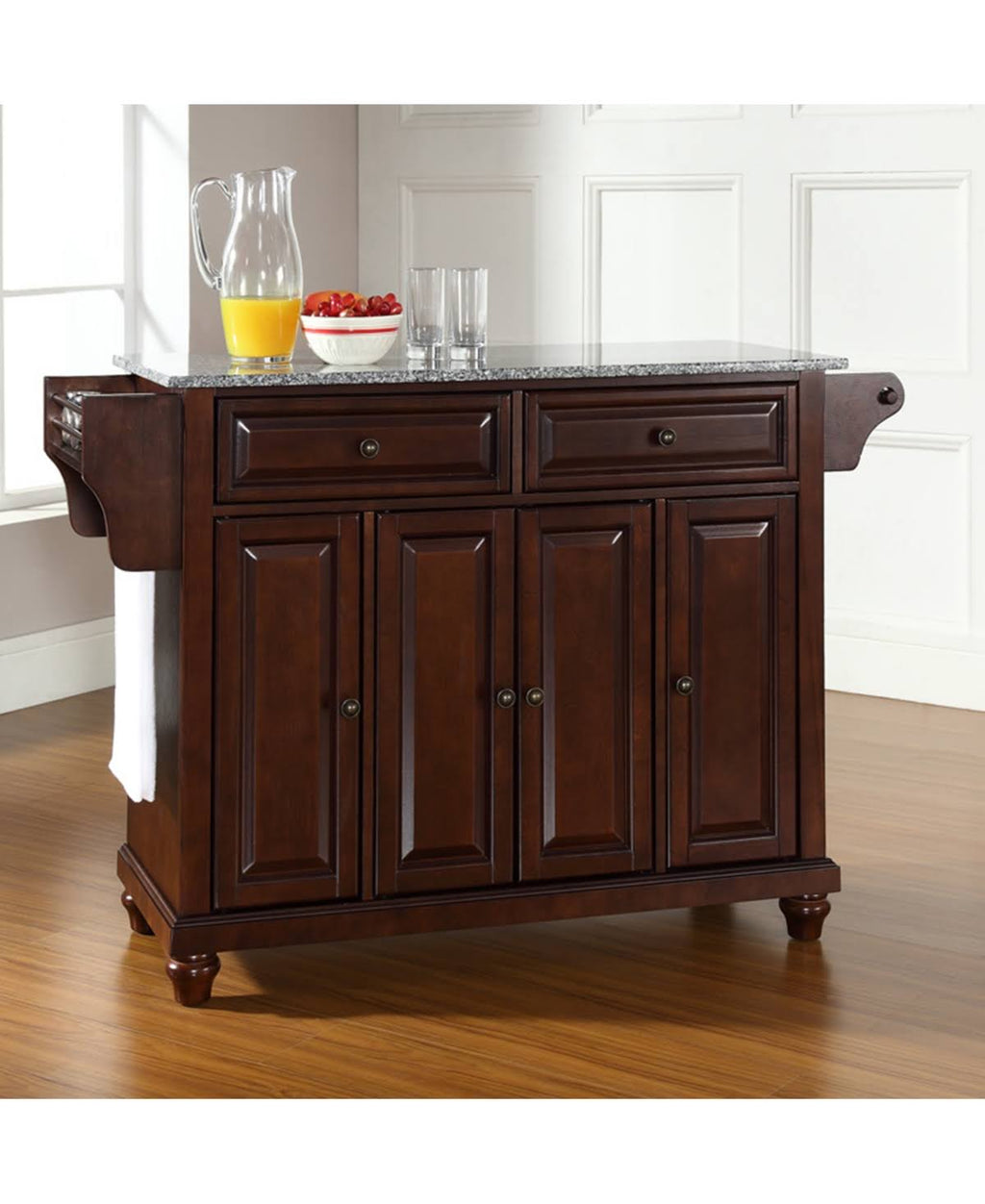Vintage Mahogany Solid Granite Top Kitchen Island Q940308