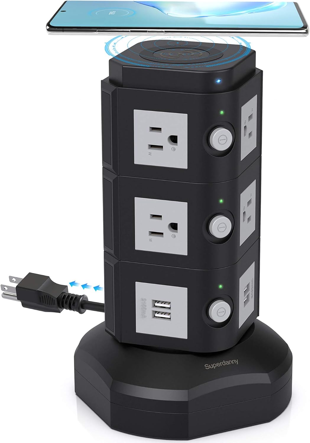 Gold 2 Pc Power Strip Tower with 12 AC Outlets and 6 USB Ports S11580