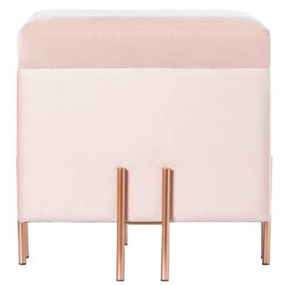 Pink Velvet Square Storage Ottoman E101