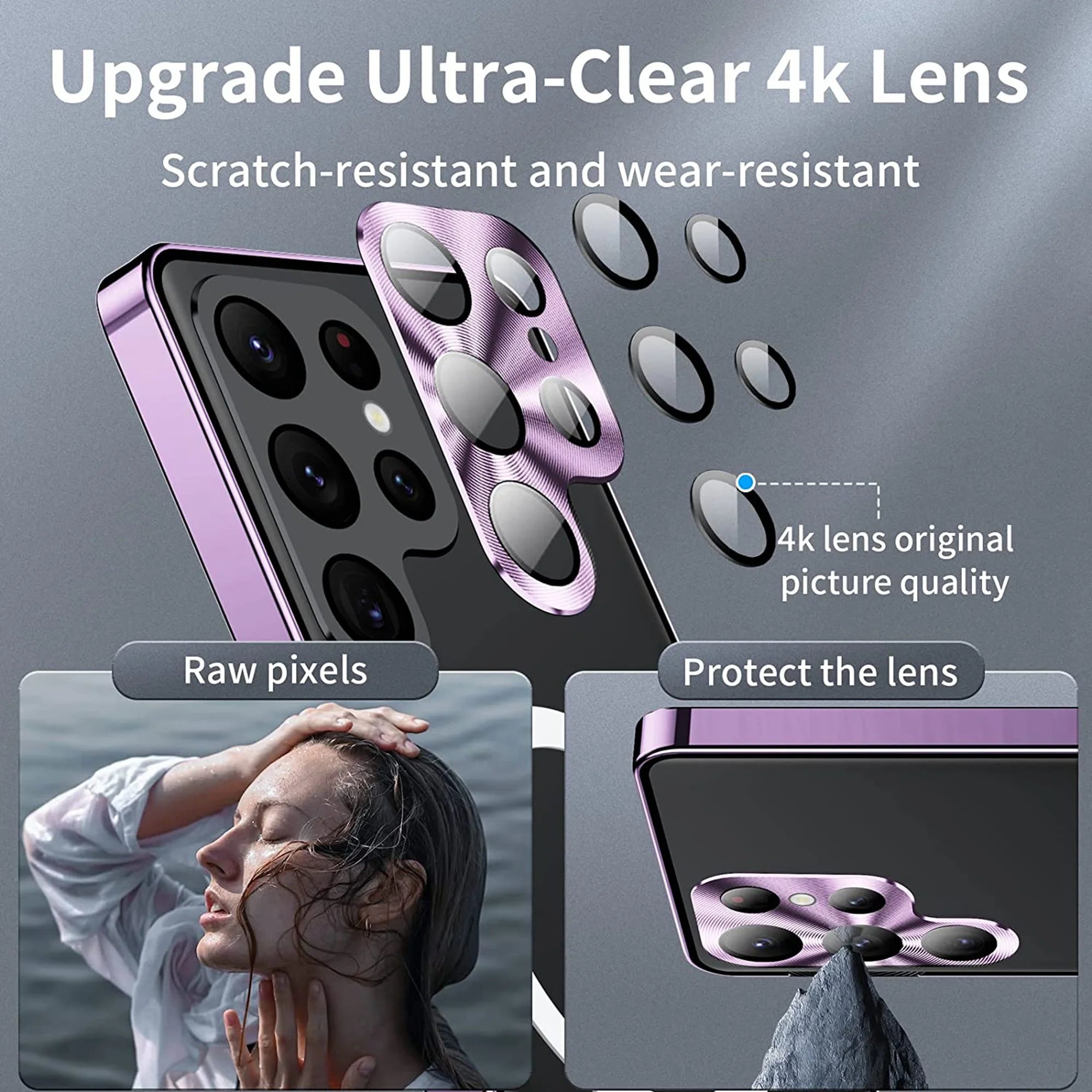 Purple Magnetic Metal Bumper PC Case for Samsung Galaxy S23 Ultra F64117