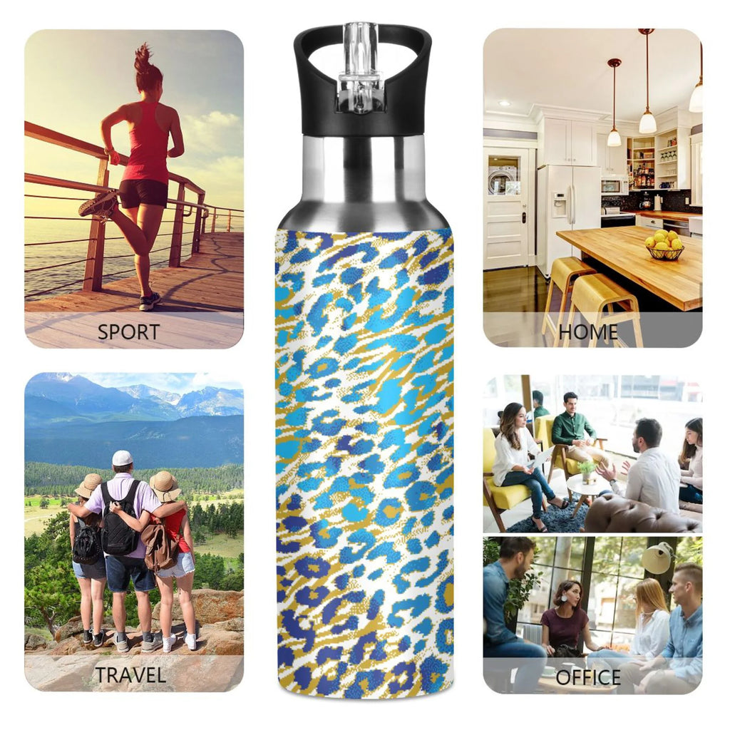 Green Brown Leopard Stainless Steel Vacuum Insulated Water Bottle 20 OZ N429
