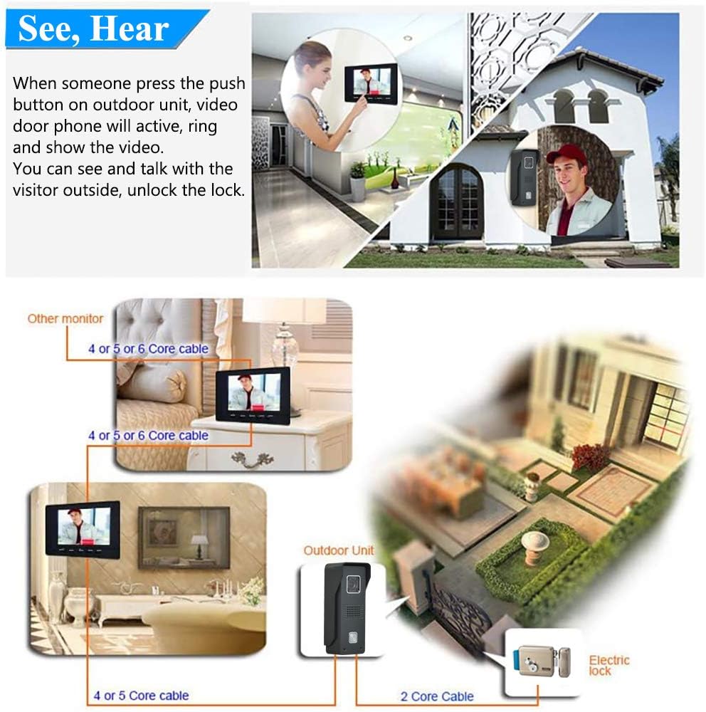 7 Inches Wired Video Door Phone System with IR Night Vision Camera V148761