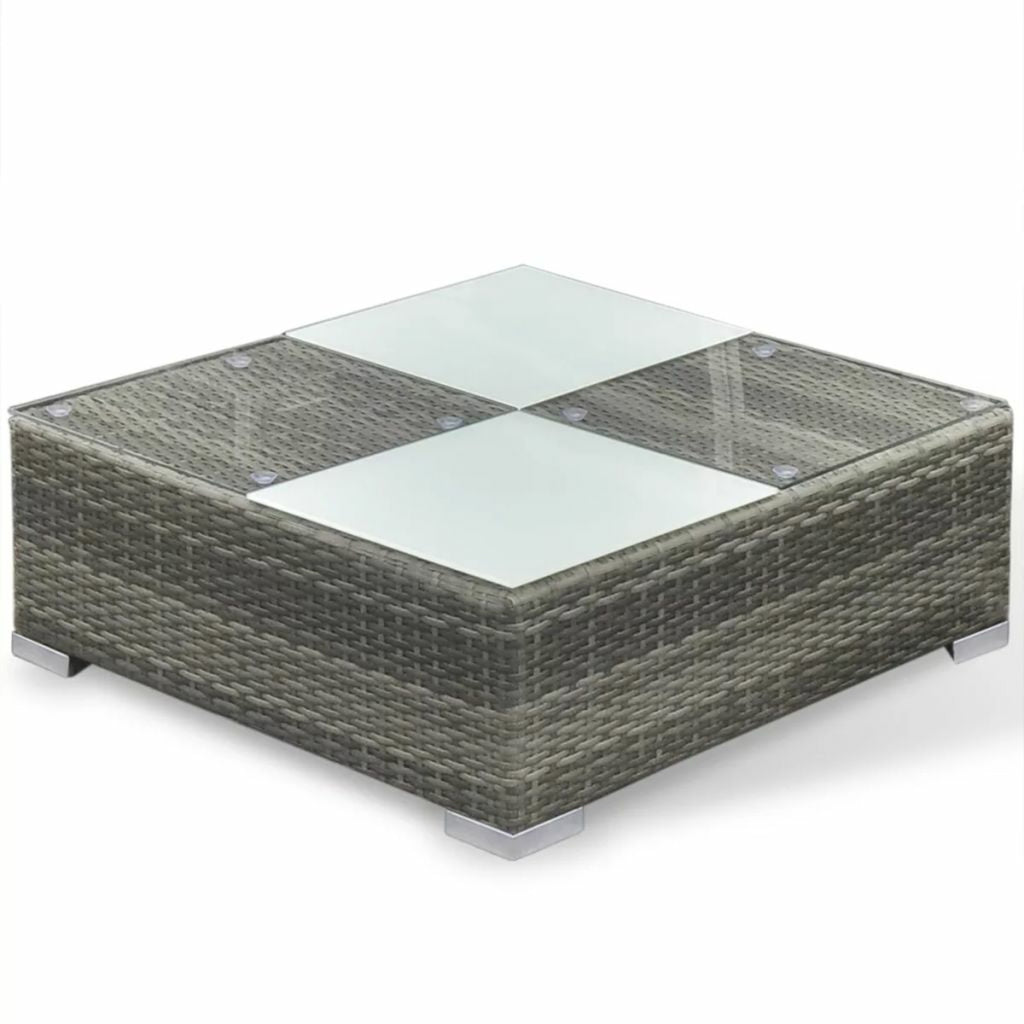 6 PCS Rattan Patio Sectional Sofa Set with Cushions Ottoman and Coffee Table (Grey) Z13815
