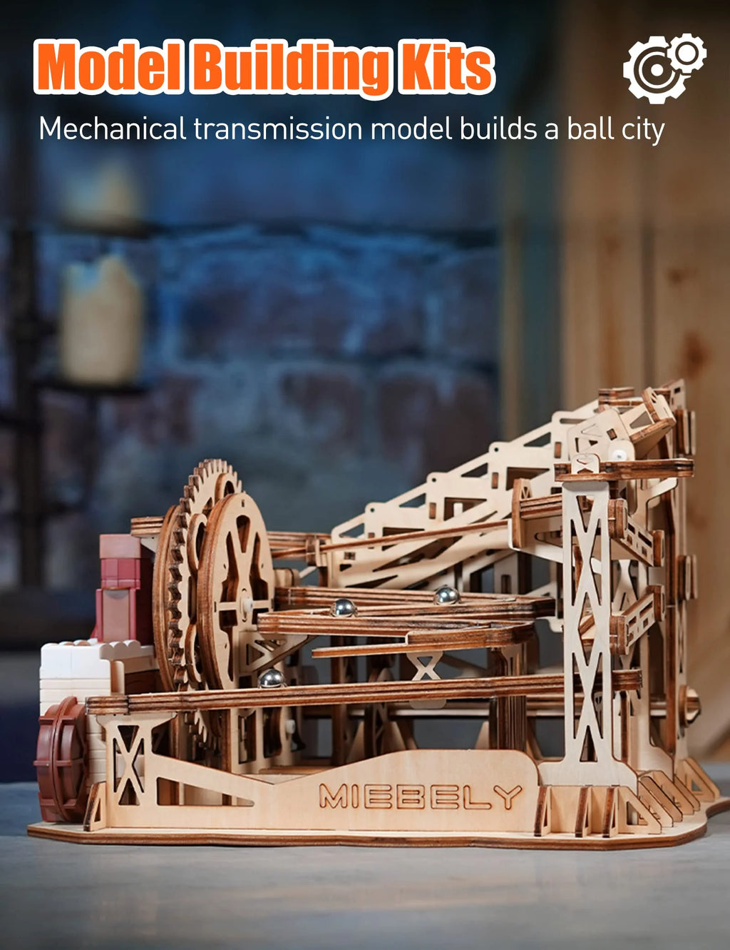 3D Wooden Puzzles Marble Run Model Building Kits with Motor W14579