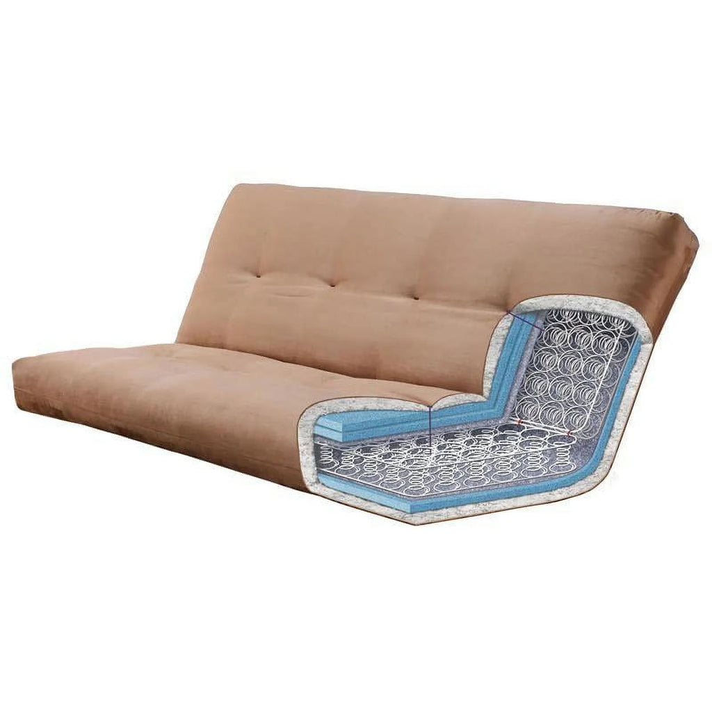 Queen-size Wood Futon with Suede Blue Mattress D721