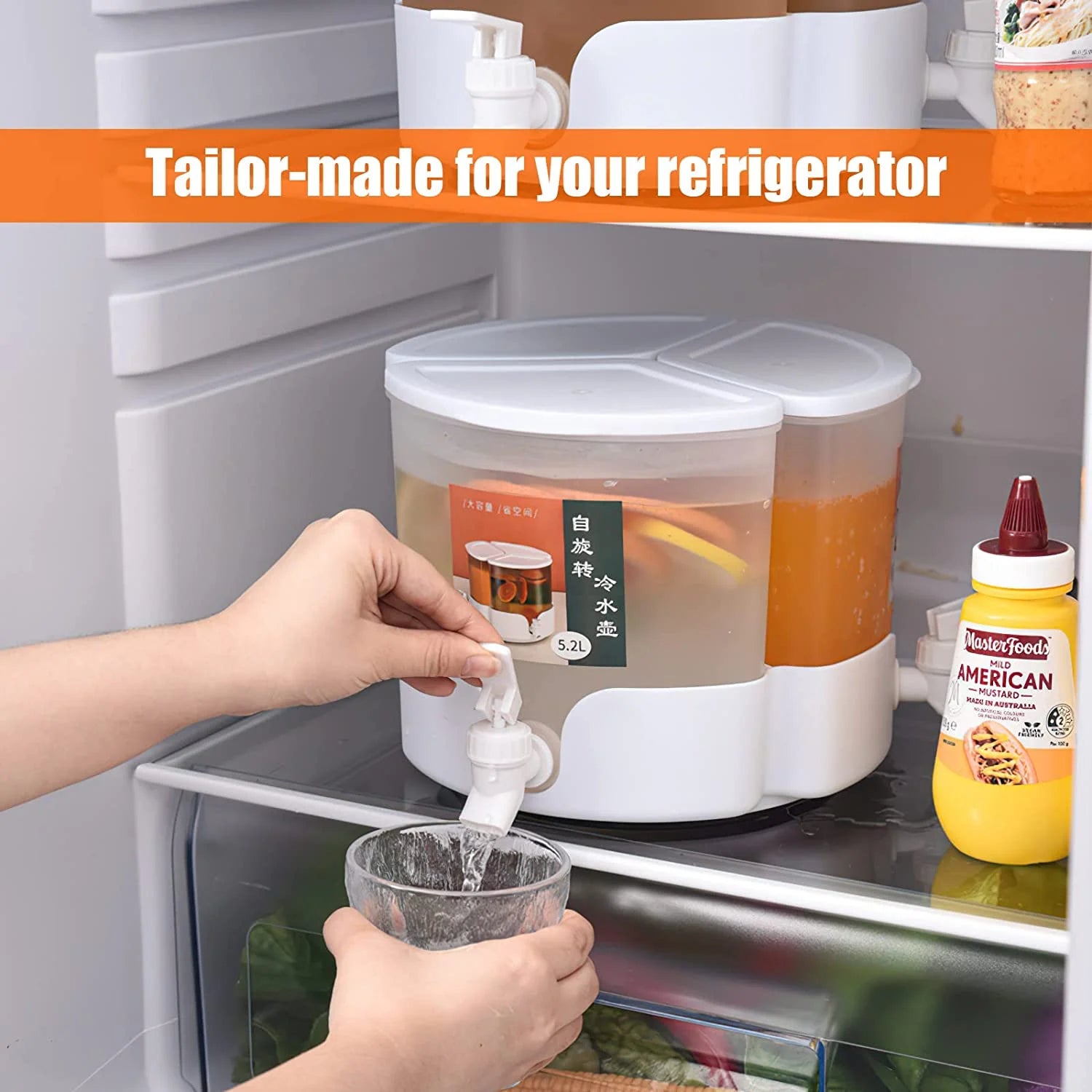 3 in 1 Removable 1.37 Gallon Rotary Drink Dispenser with Cover E437314