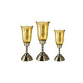 3 Piece Glass Hurricane Set, Large, Silver H9659
