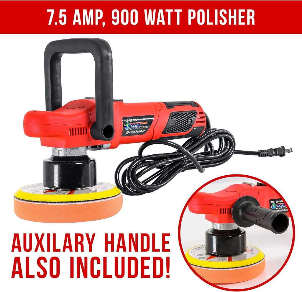 6 Pad Random Orbit Dual-Action Polisher with Waffle Foam & Wool Buffing Kit C23900