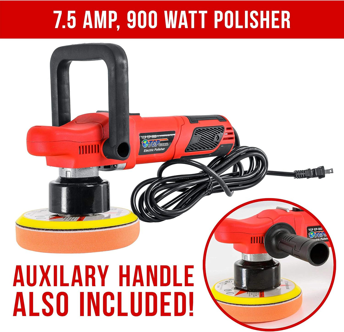 6 Pad Random Orbit Dual-Action Polisher with Waffle Foam & Wool Buffing Kit C23900
