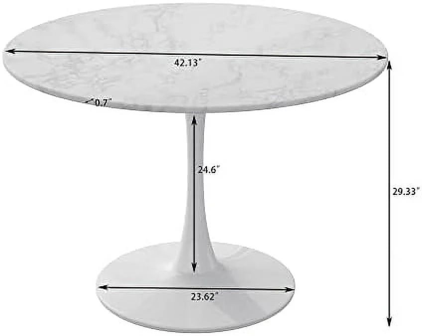 Round Dining Table with Marble Table Top Metal Base Pedestal Table U4416