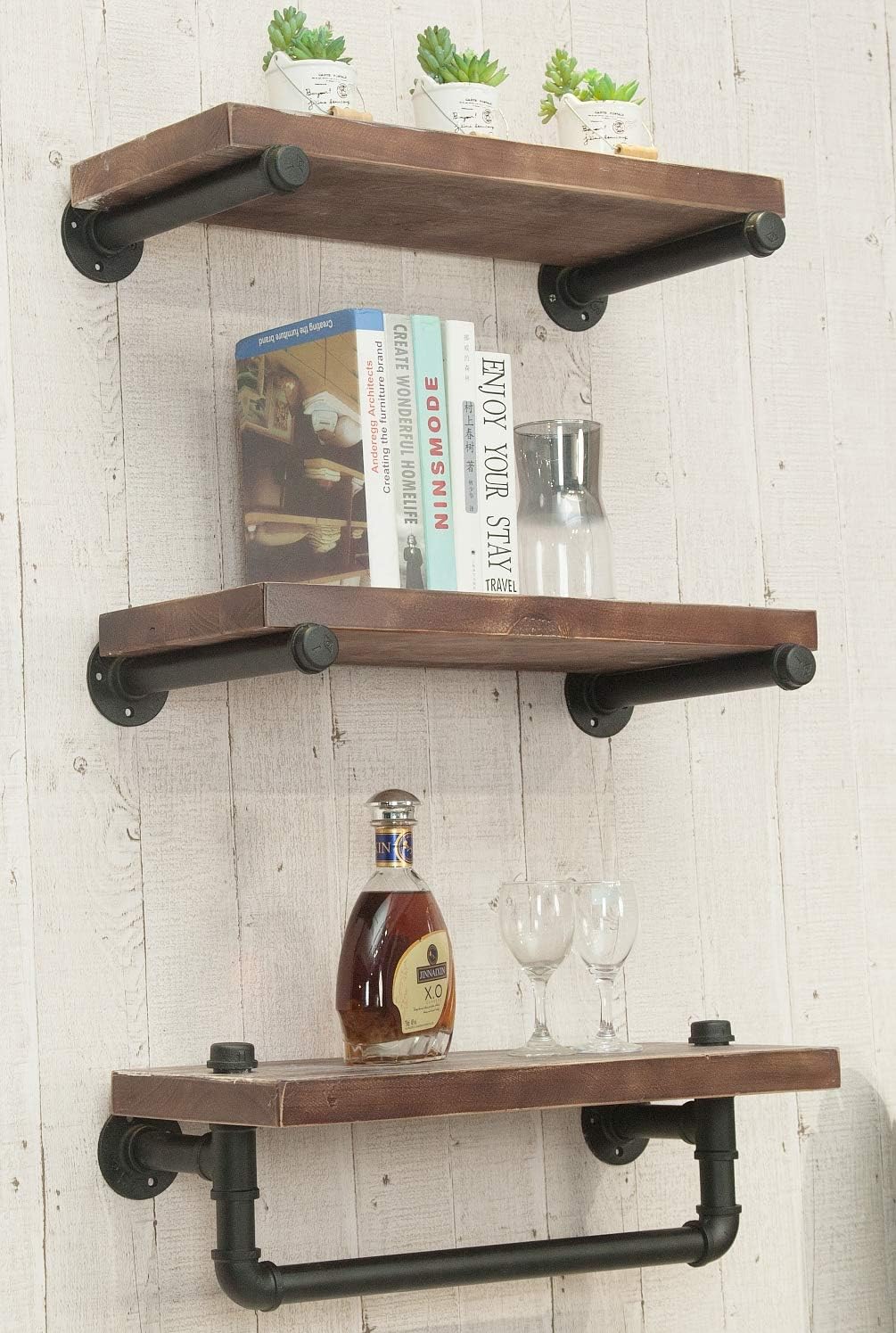 3-Tier Wall Mounted Iron Pipe Shelf V3651