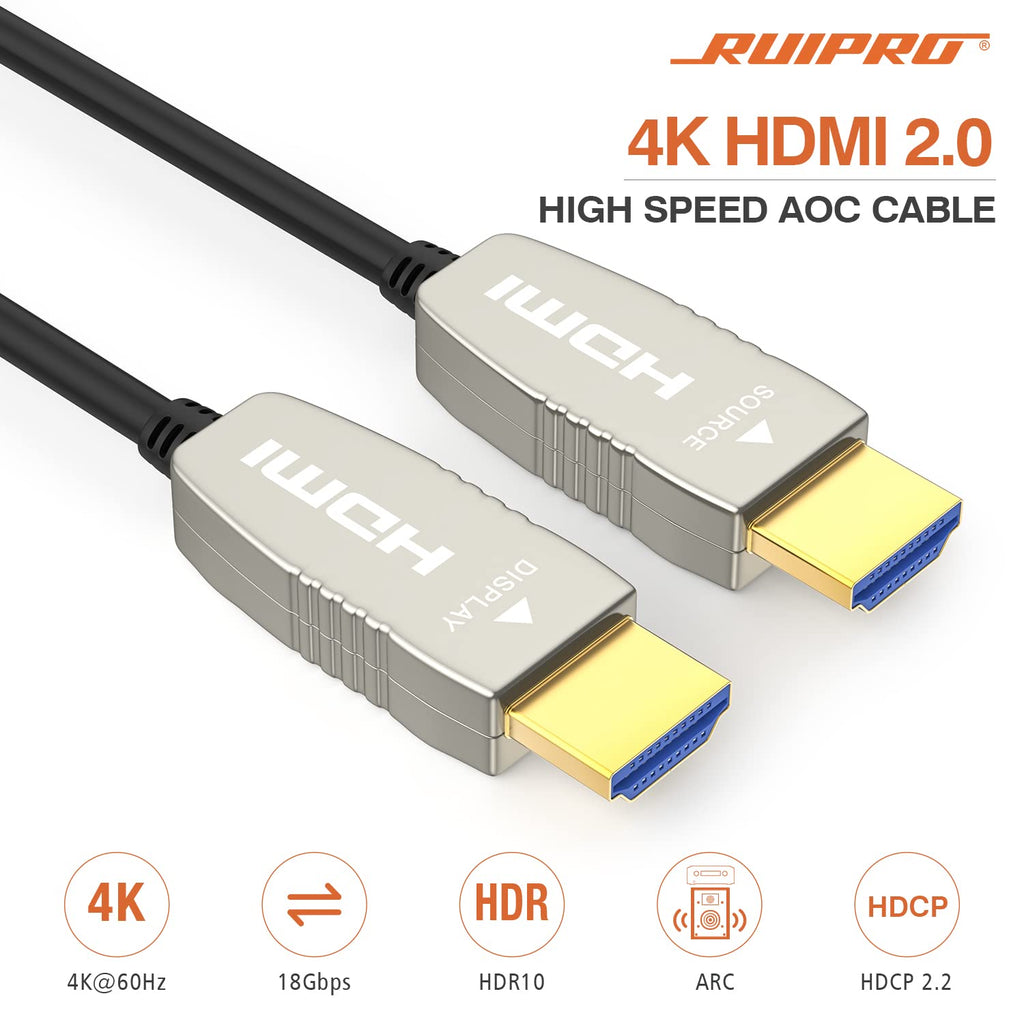Fiber HDMI Cable 4K60HZ HDR 100 feet HDMI2.0b Cable, 18.2 Gbps, ARC, HDR10, Dolby Vision, HDCP2.2, 4:4:4, Ultra Slim and Flexible HDMI Optic Cable 30m R728