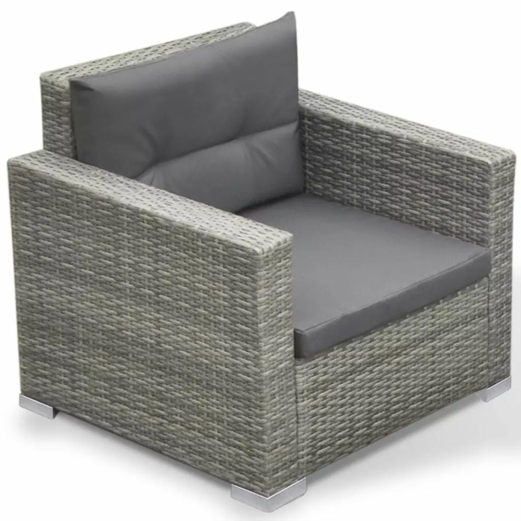 6 PCS Rattan Patio Sectional Sofa Set with Cushions Ottoman and Coffee Table (Grey) Z13815