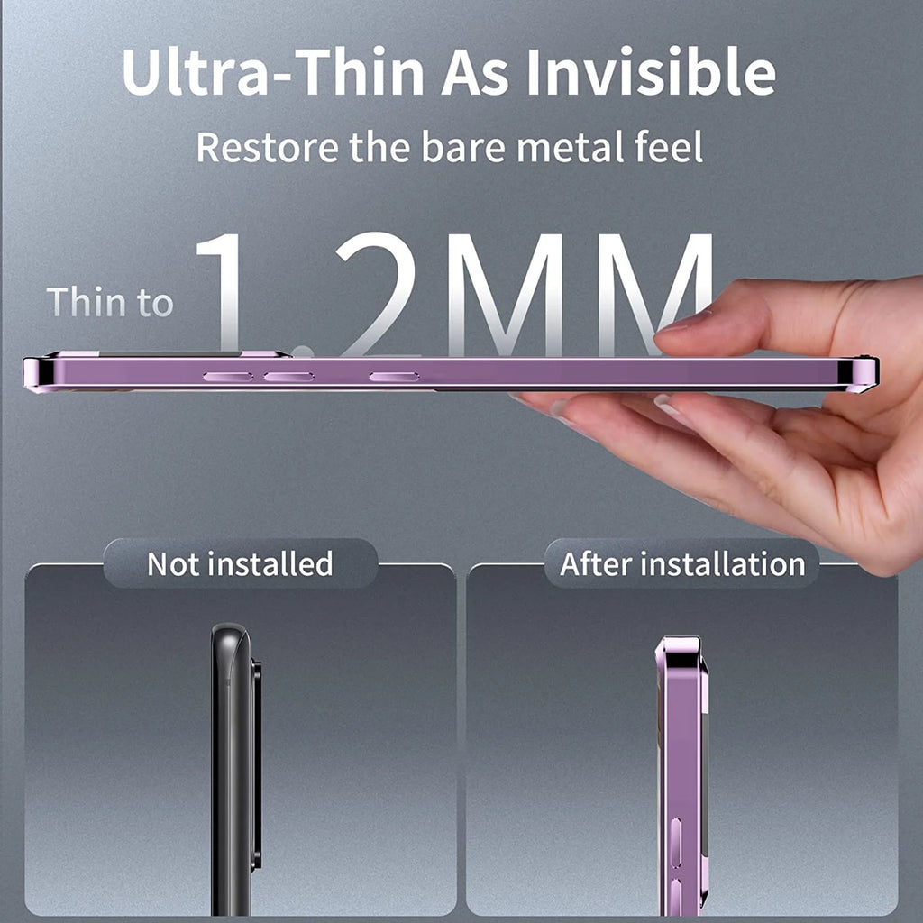 Purple Magnetic Metal Bumper PC Case for Samsung Galaxy S23 Ultra F64117