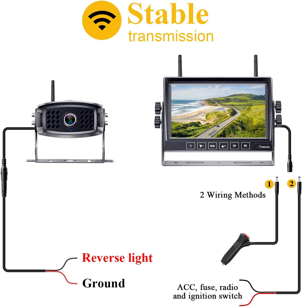 Wireless 7 Inch HD 1080P DVR Monitor with 2 Rear View Cameras K446607