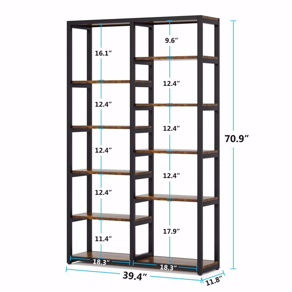 Industrial 10-Open Shelf Etagere Bookcase C5298