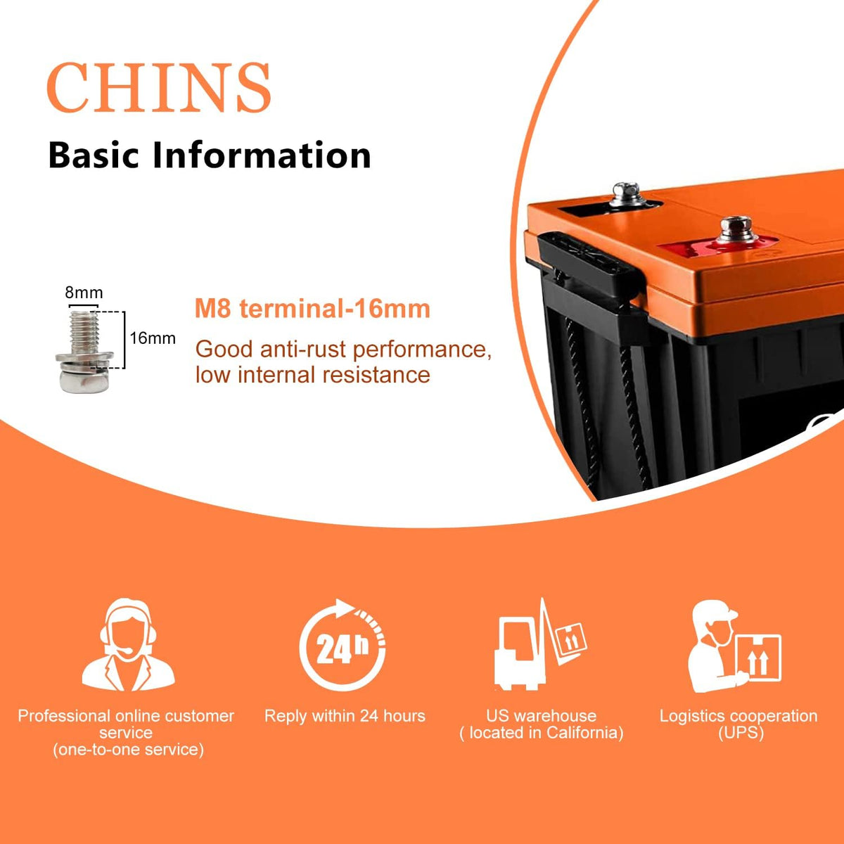 LiFePO4 Battery 24V 100Ah Lithium Battery with 100A BMS O970