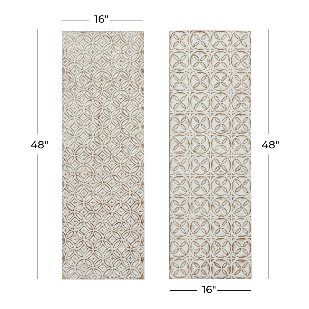Rectangular White and Beige Wood Wall Decor 16 in. x 48 in. Z420376
