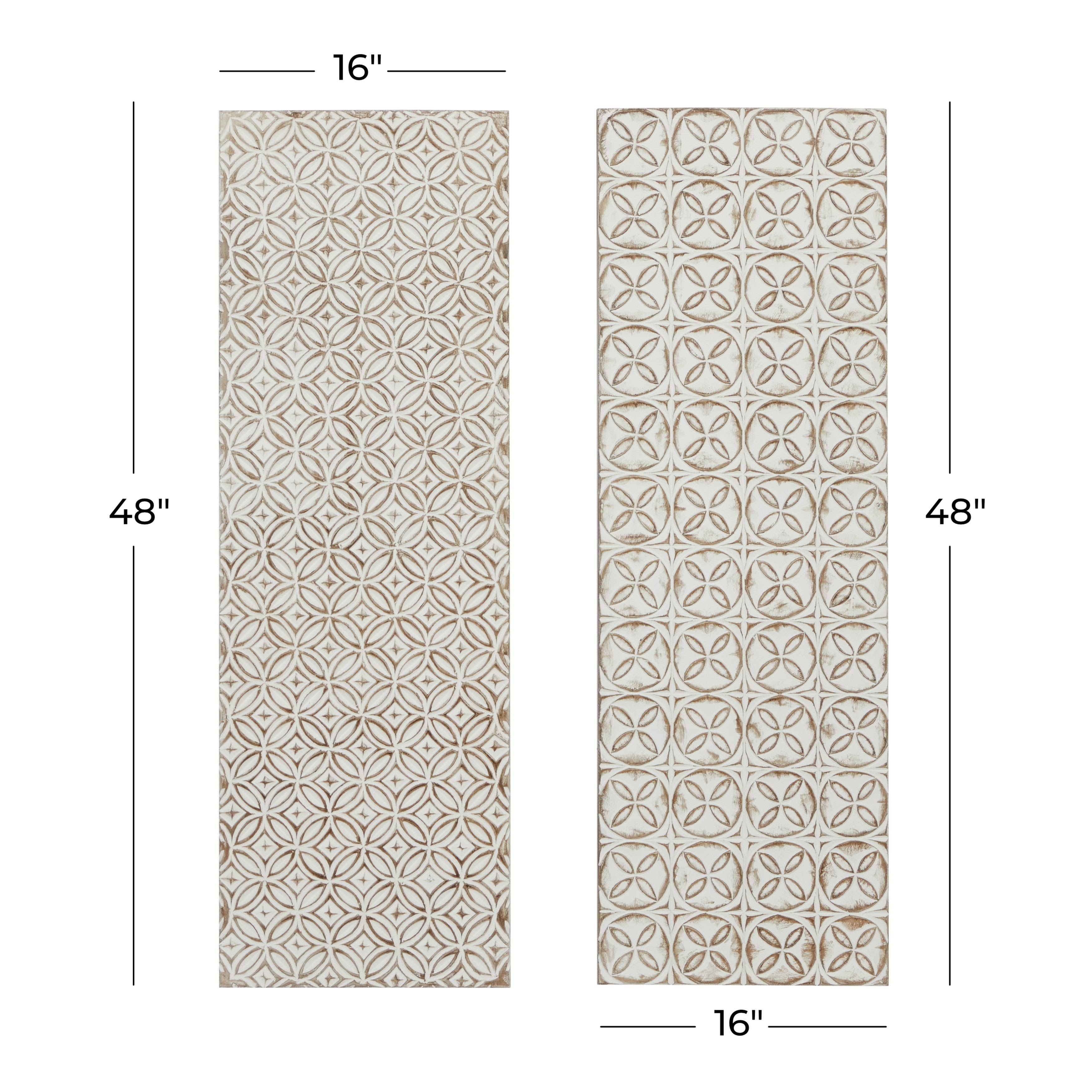 Rectangular White and Beige Wood Wall Decor 16 in. x 48 in. Z420376