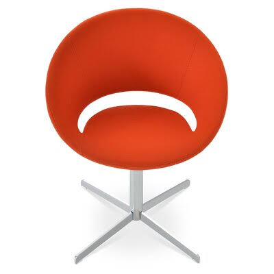 Orange Leatherette Swivel Papasan Chair U931890